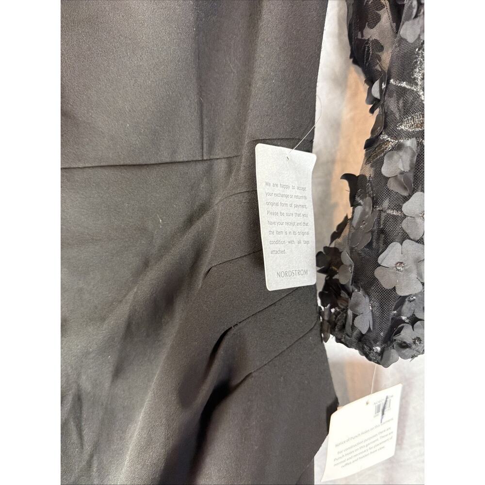Xscape Black Floral Applique Long Sleeve Scuba Crepe Gown Size 12 $298 - Picture 3 of 13